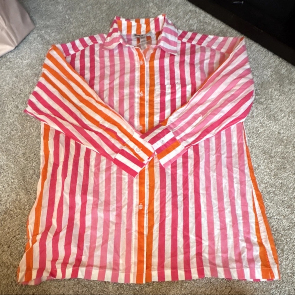 Beach Riot Pink and Orange Striped Shirt